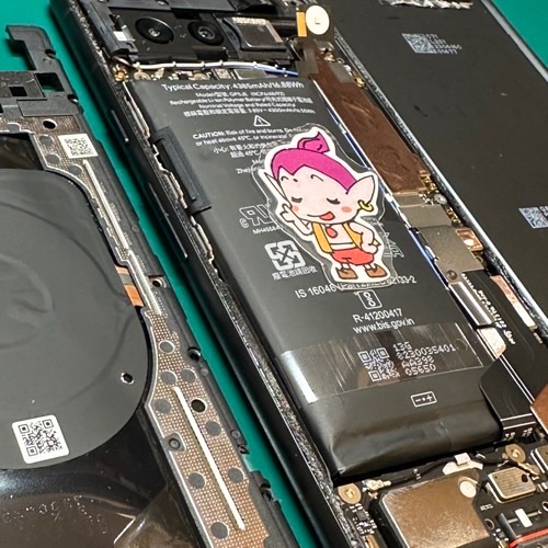 取り出した膨張バッテリーの様子